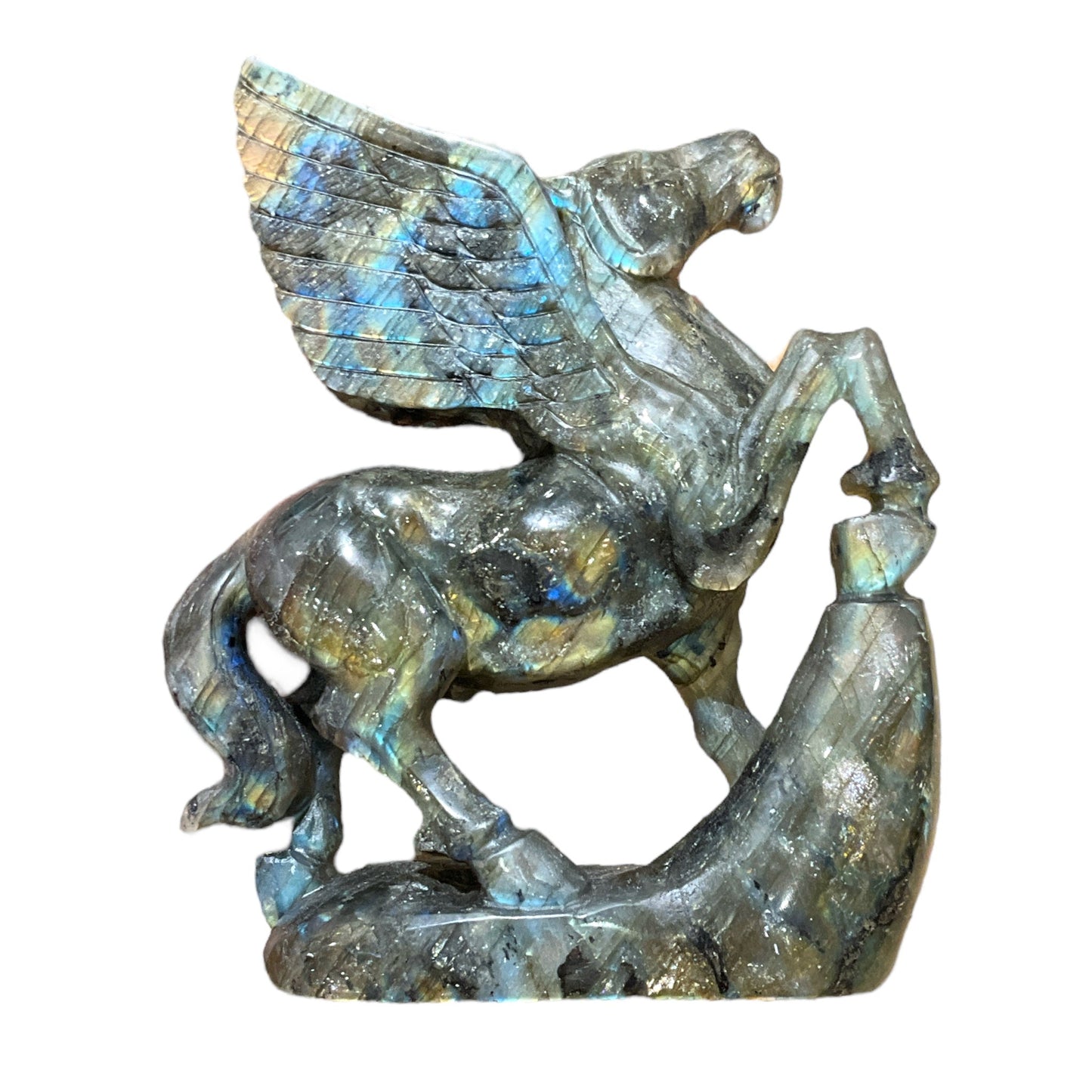 Figurine Pégase en Labradorite- modele unique