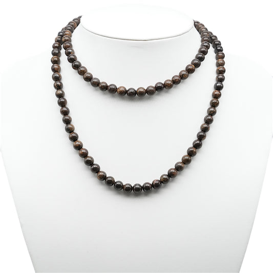 Collier sautoir 75 cm boule Bronzite 6 mm