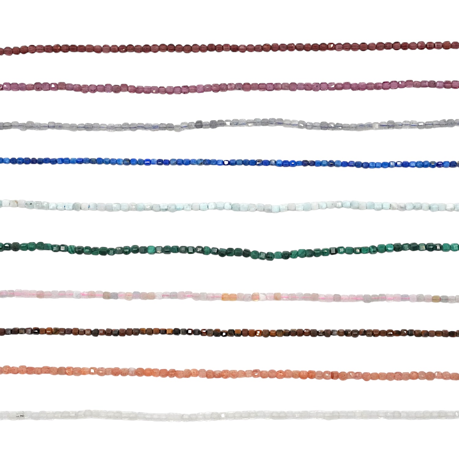 Fil de perles carrés facettés 2x2 mm (10 pierres disponible) - Foliesbijoux