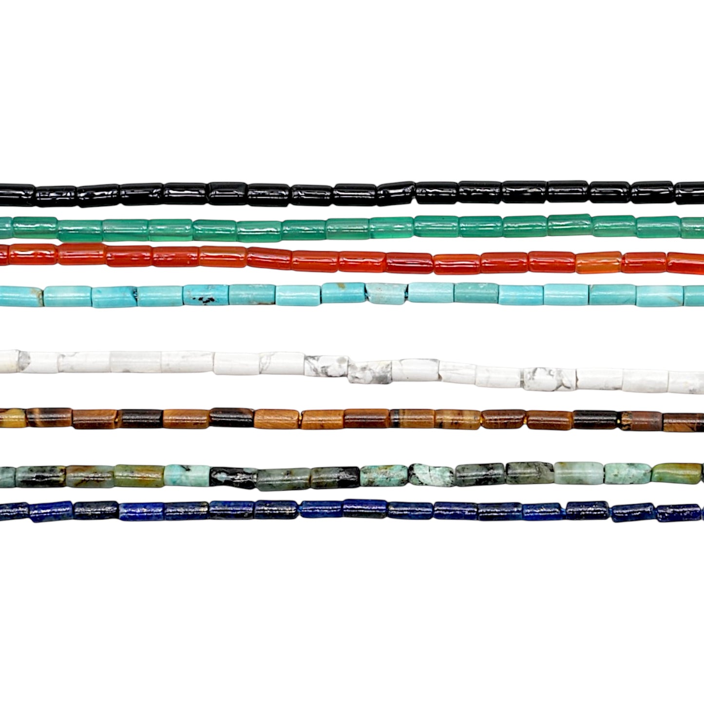 Fil de perles tubes 2x4 mm (8 pierres disponible)