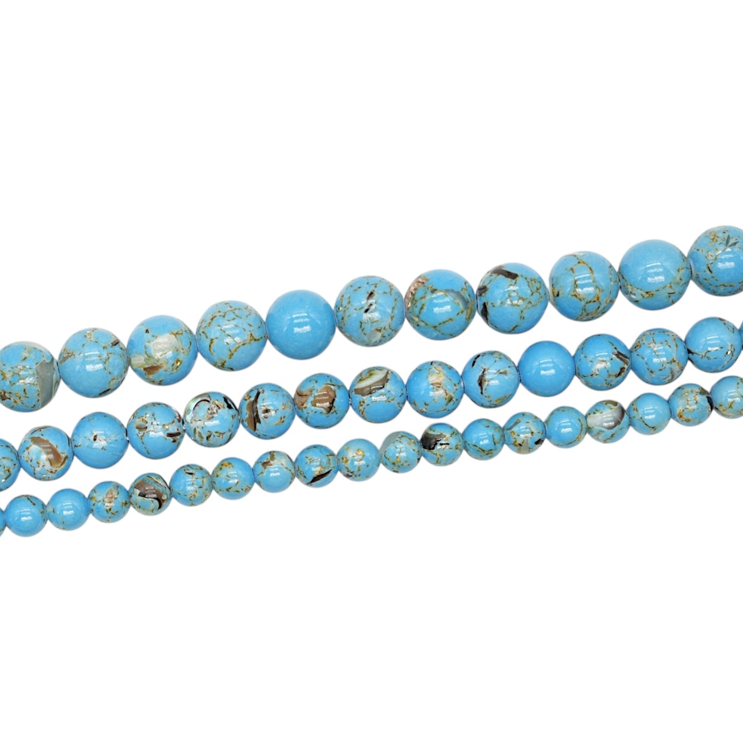 Fil de perle Howlite coquillage bleu teinté