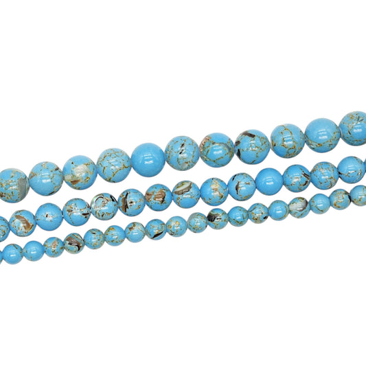 Fil de perle Howlite coquillage bleu teinté