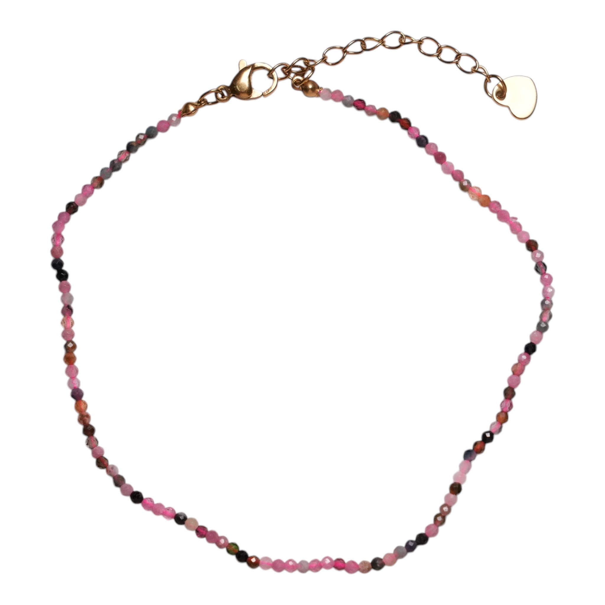 Bracelet Multicolore En Tourmaline Naturelle - Perles 2-3 Mm à Facettes - Argenté 925 Plaqué - Fait Main Inde