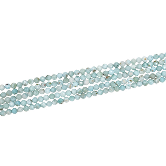 Fil de perles facettées Larimar 4 mm AAA