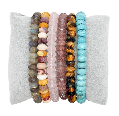 Bracelet rondelle facetté 8x5 mm (6 pierres disponible)