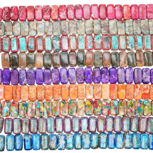 Fil de perle Jaspe imperial chauffée 10x20 mm (percage avec 2 trous)