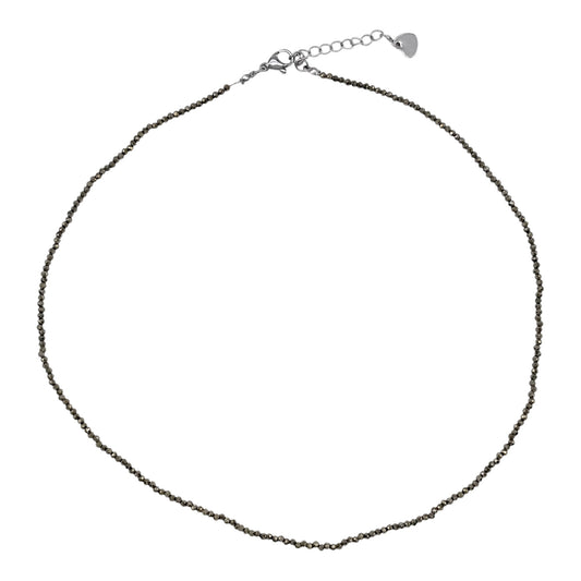 Collier Pyrite 2-3mm acier inoxydable doré/argenté (référence 24) - Foliesbijoux