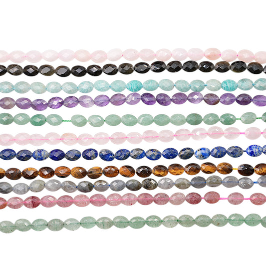 Fil de perle en ovale facetté 6x8 mm (11 pierres disponible) — Référence F1