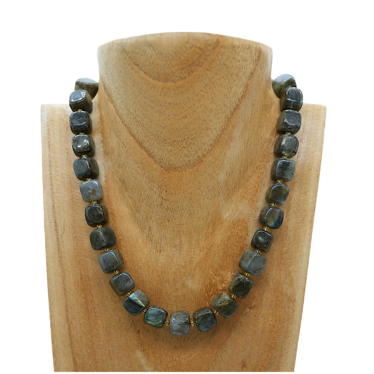 Collier ras de cou 42 cm 10 mm cubique boué acier inoxydable dorée (7 pierres disponibles)