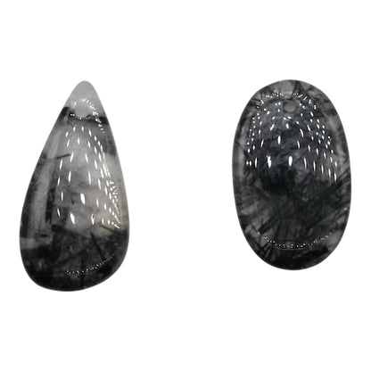 Pendentif Quartz tourmaline noire forme aléatoire percé devant (réf 16x28)