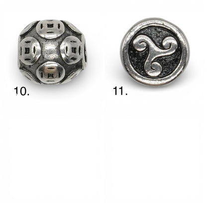 Lot de 10 breloques intercalaire acier inoxydable argenté (11 modèles disponible)