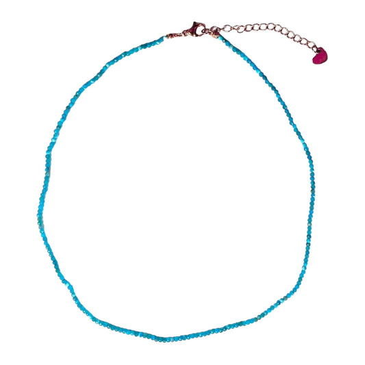 Collier Apatite bleue 2-3mm acier inoxydable doré/argenté (référence 2) - Foliesbijoux