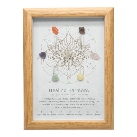 Cadre “Healing Harmony” – Grille de Cristaux & Bien-Être Énergétique 20,5x15.5 cm