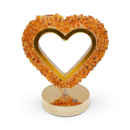 Lampe Cœur en Ambre 21x17 cm – Rechargeable & Tactile