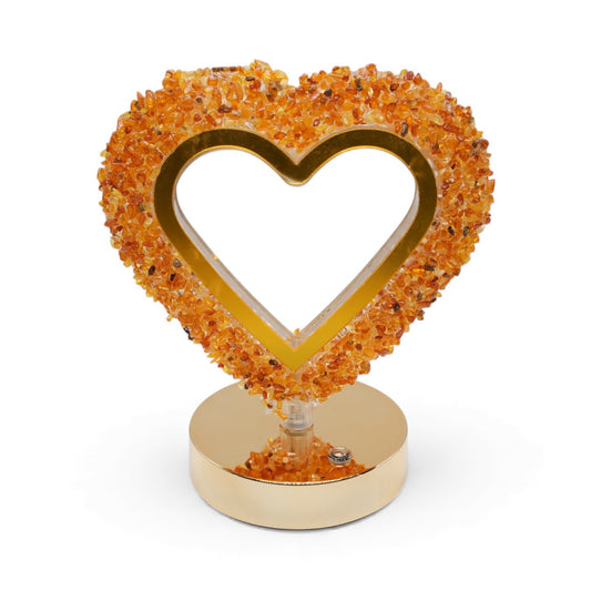 Lampe Cœur en Ambre 21x17 cm – Rechargeable & Tactile