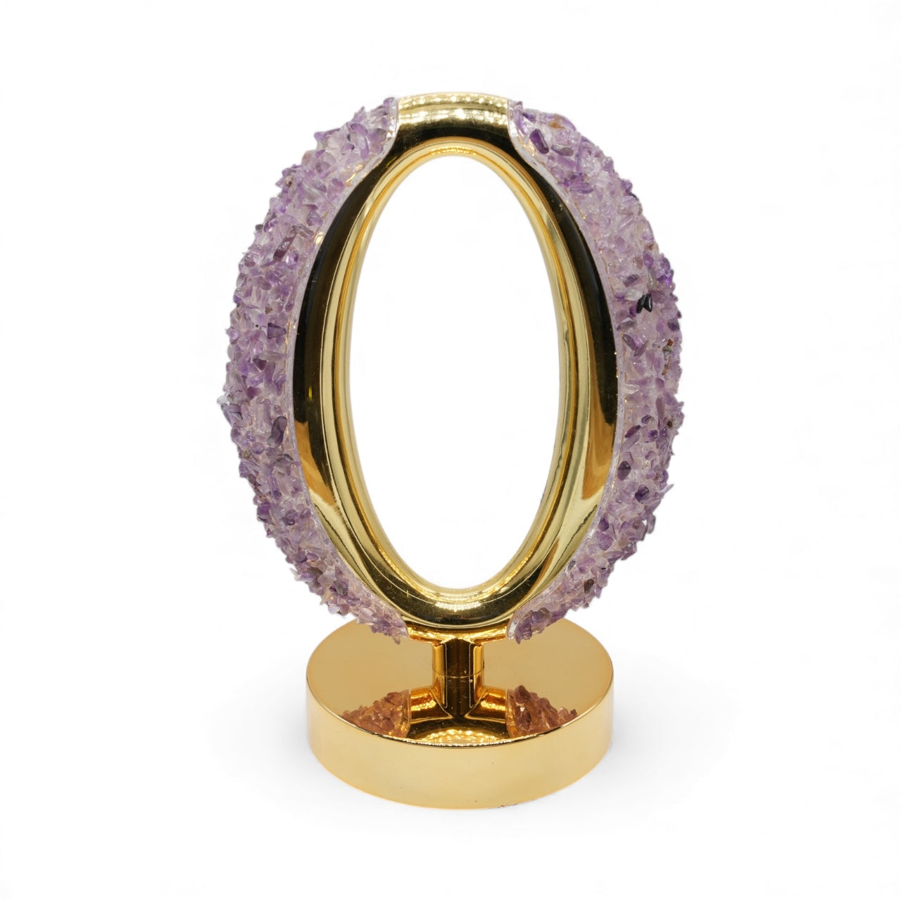 Lampe Ovale en Améthyste 21x14 cm – Rechargeable & Tactile