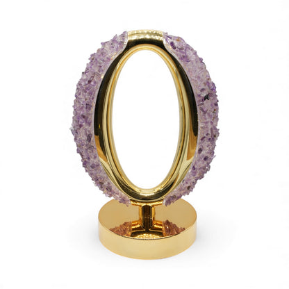 Lampe Ovale en Améthyste 21x14 cm – Rechargeable & Tactile