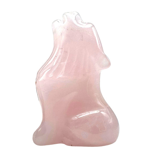 Figurine Loup en Quartz rose