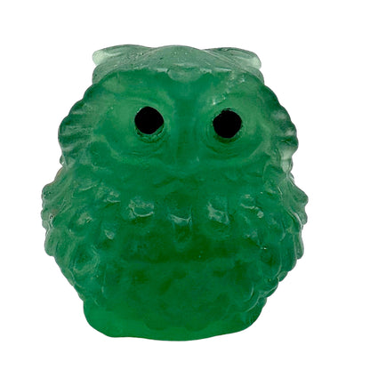 Figurine hibou dodu en Fluorine verte