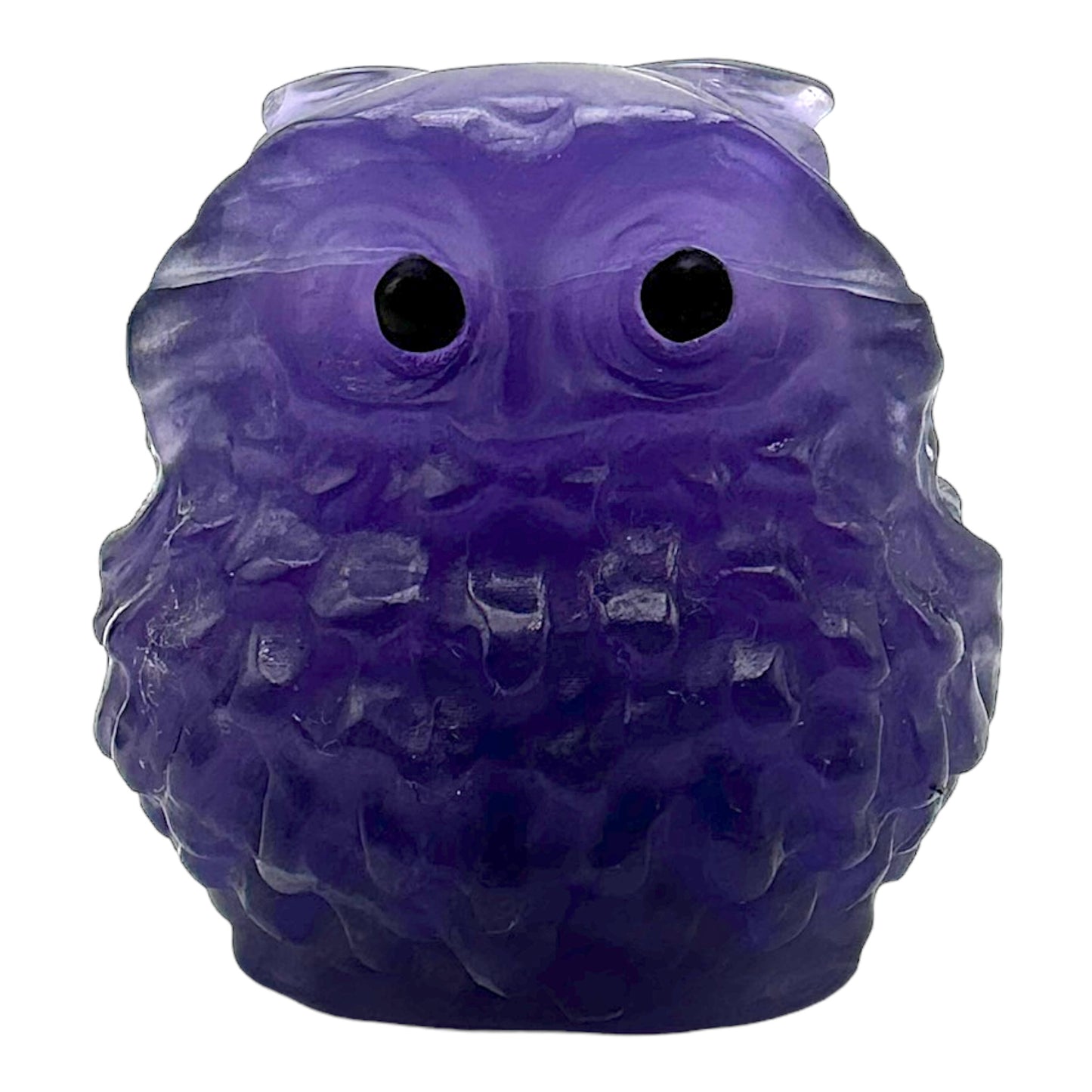 Figurine hibou dodu en Fluorine violette