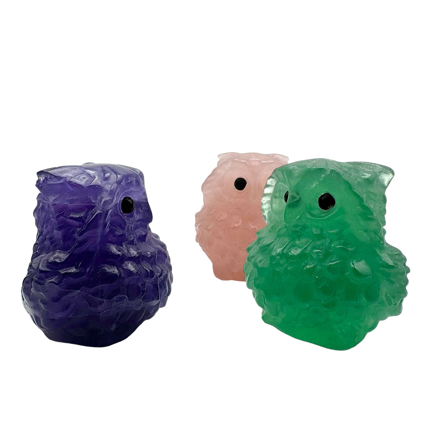 Figurine hibou dodu en Fluorine violette