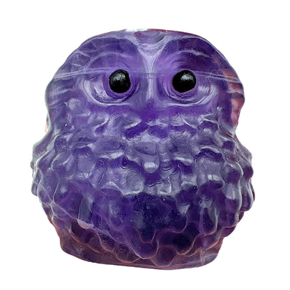 Figurine hibou dodu en Fluorine violette