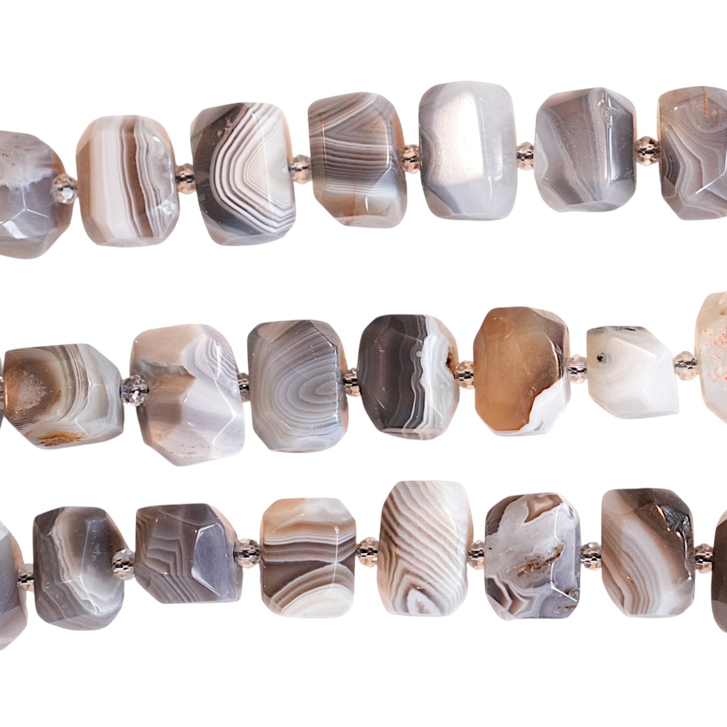 Fil de pierre forme libre Agate Botswana facetté 13x18 mm (référence 66)