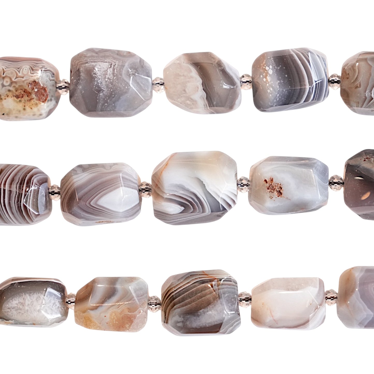 Fil de pierre forme libre Agate Botswana facetté 15x20 mm (référence 67)