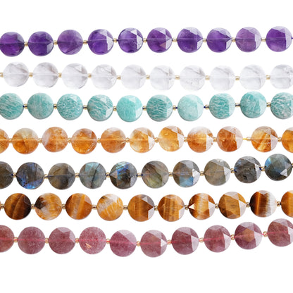 Fil de perles rondes facettés 15 mm (9 pierres disponible)