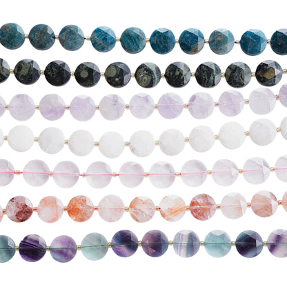 Fil de perles rondes facettés 15 mm (9 pierres disponible)