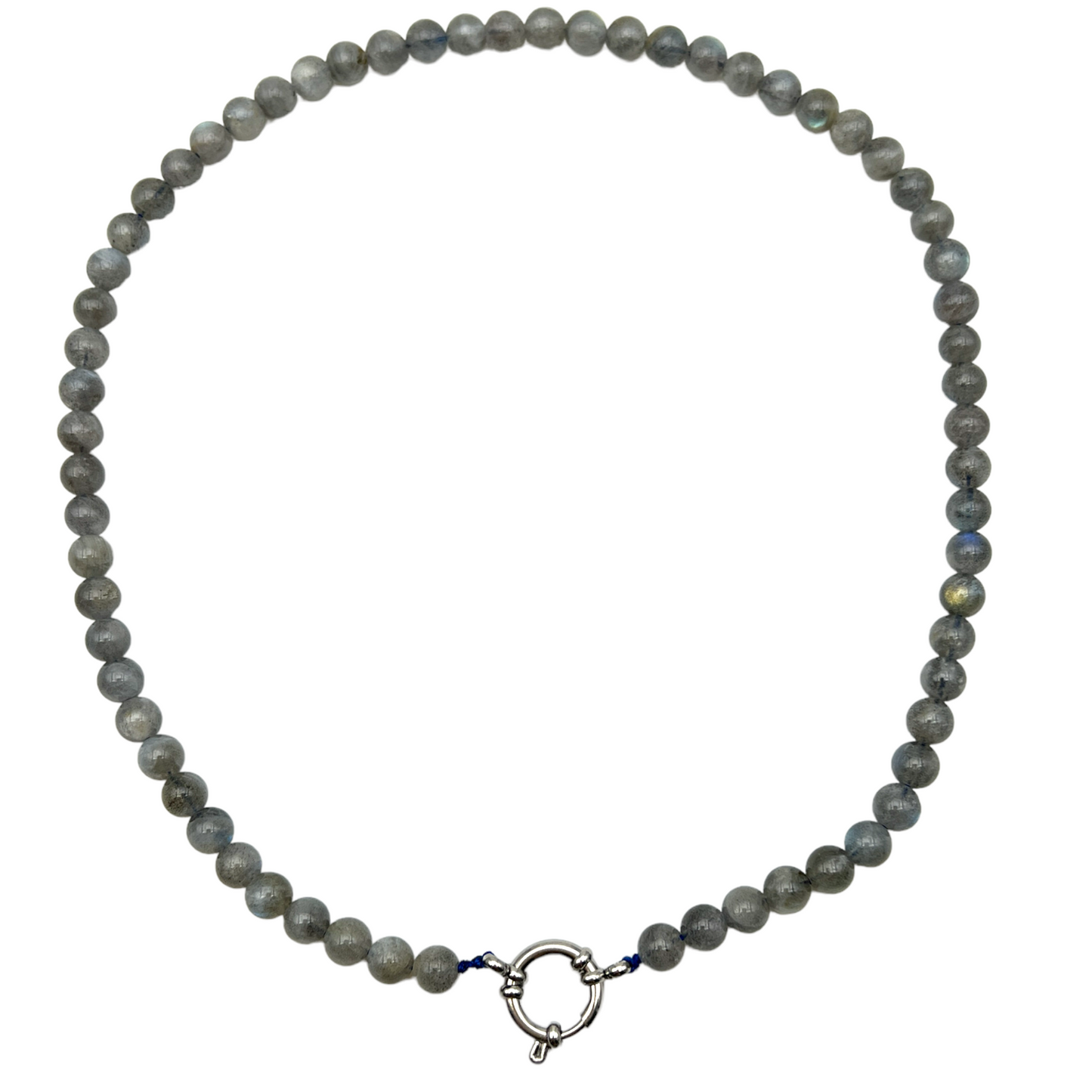 Collier boule en labradorite attache bouée en acier