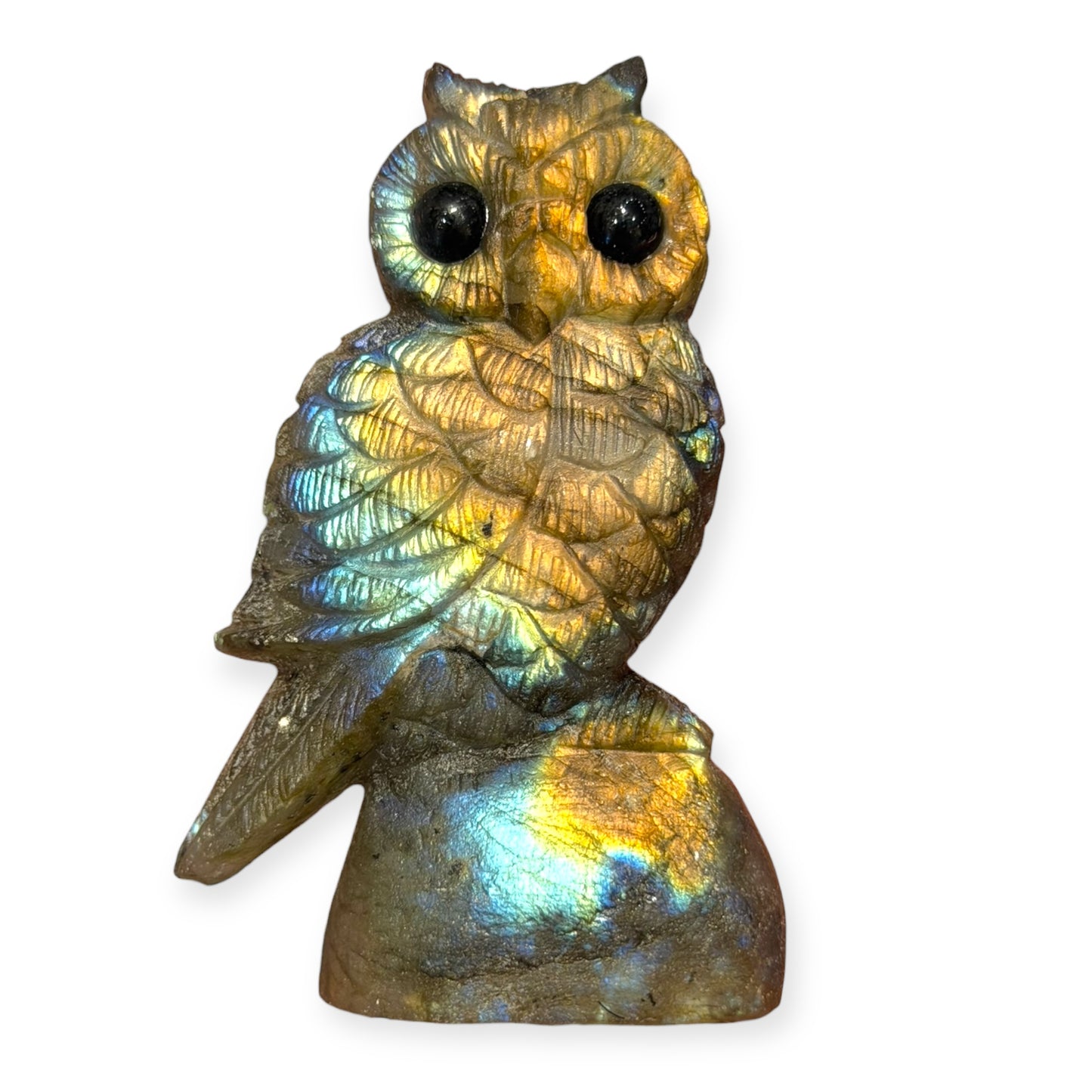 Figurine Hibou en Labradorite AA+ 8x4 cm (modèle unique nº3)
