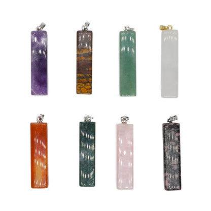 Pendentif rectangle cubique 14x50 mm (8 pierres disponible) (bélière  doré ou argenté incluse)