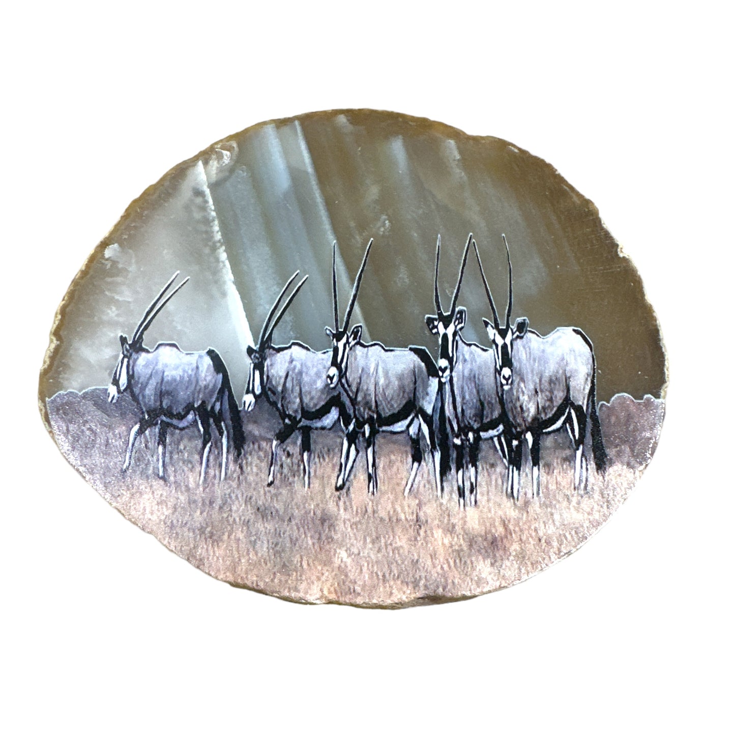 Plaque en Agate Botswana avec imprimé gazelle