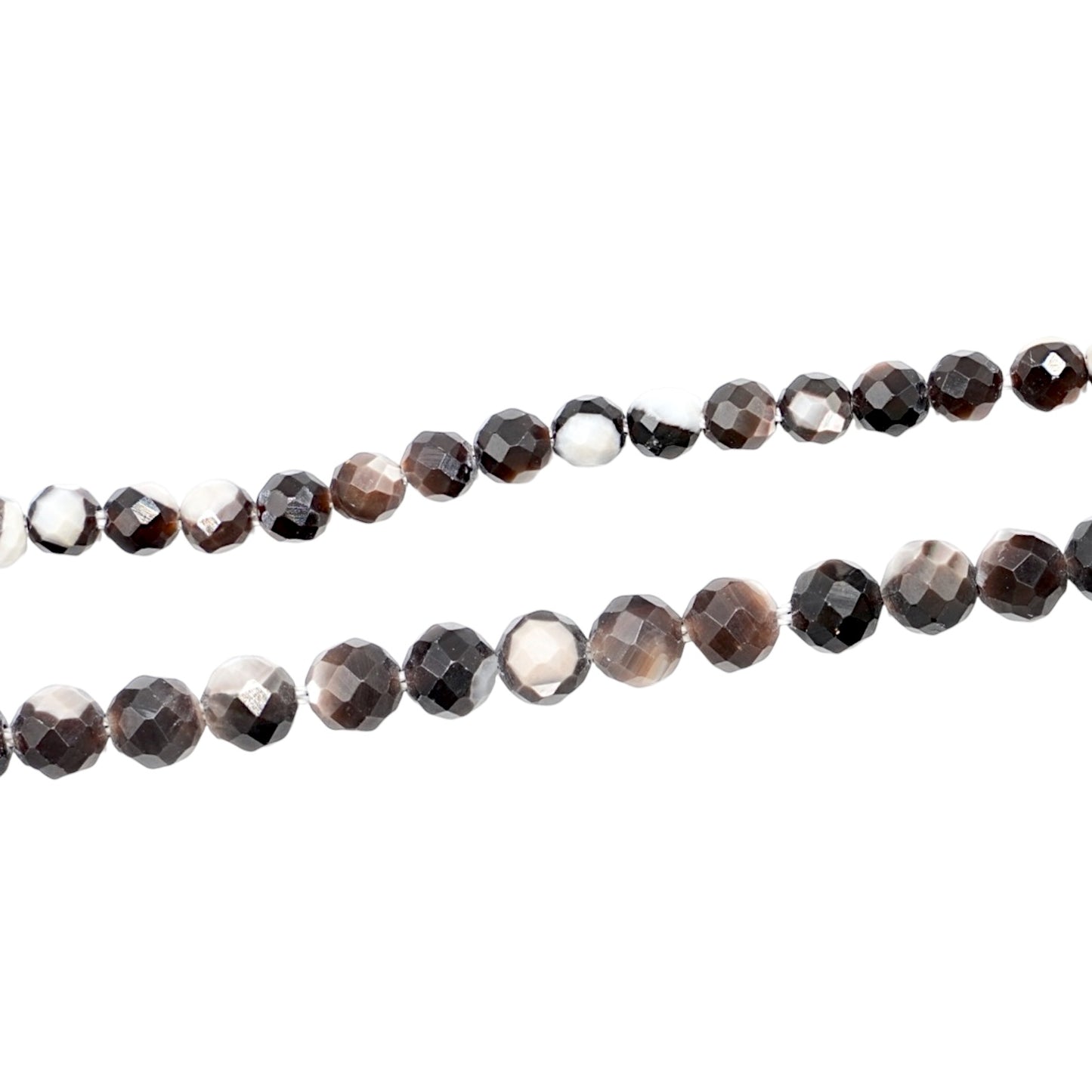 Black mother-of-pearl faceted bead strand