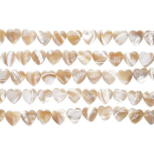 Fil de perle nacre dorée en coeur 12 mm — percé horizontalement