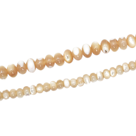 Fil de perles rondelle arrondie en nacre dorée