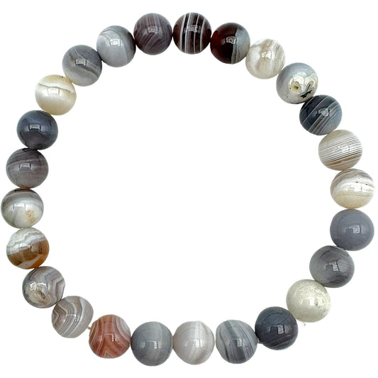 Bracelet taille homme Agate Botswana Gris AA