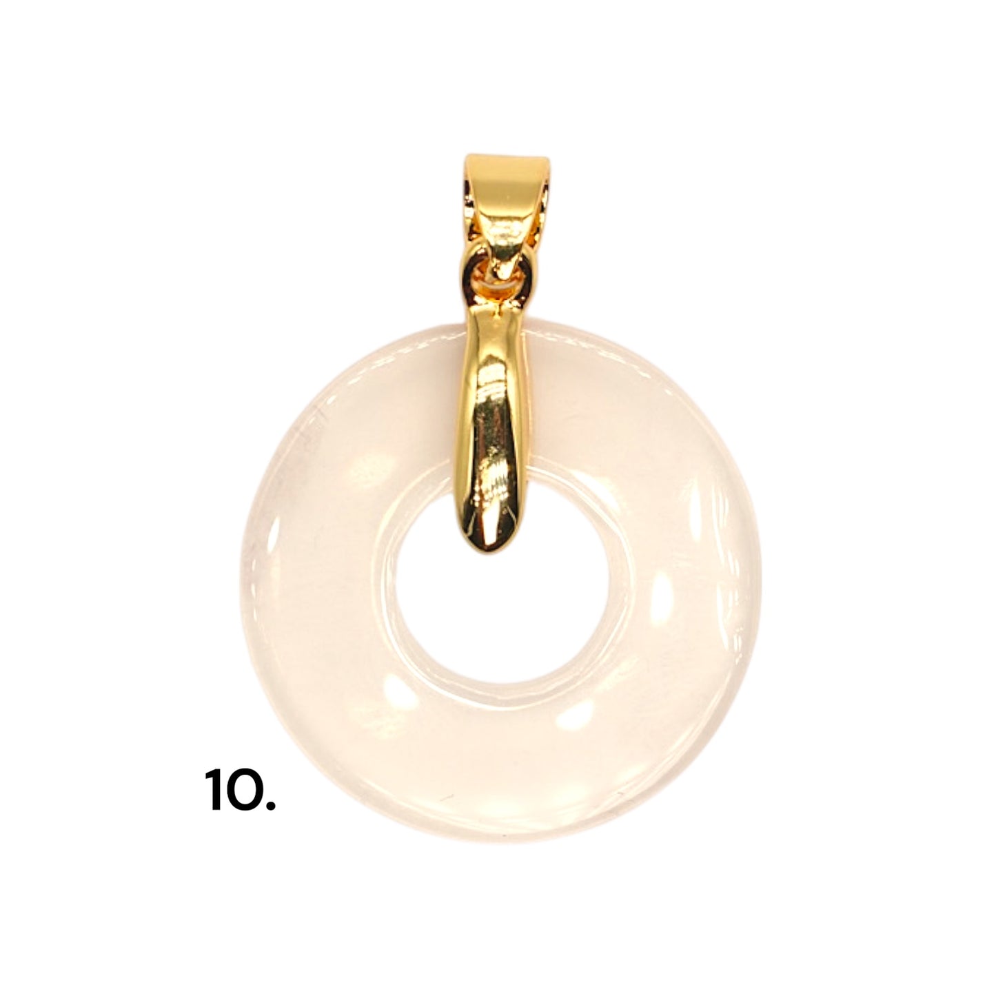 Pendentif donut 25 mm — Bélière dorée ou argentée (11 pierres disponible)