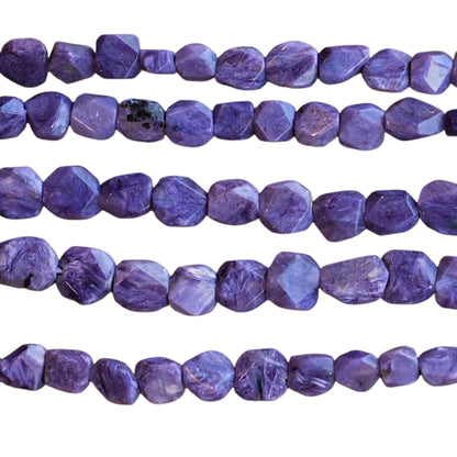 Fil de perle forme libre Charoite 7x8 mm (référence 124)
