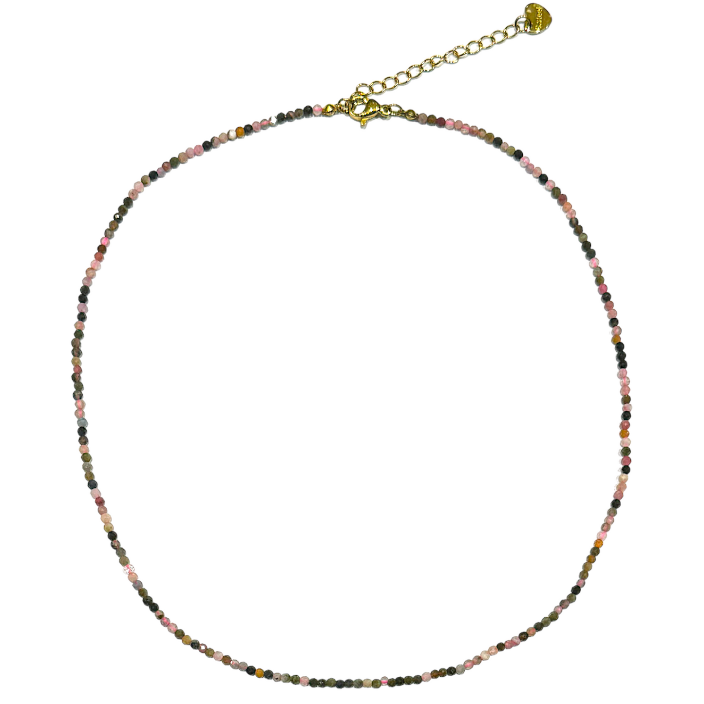 Collier tourmaline multicolore 2-3mm acier inoxydable