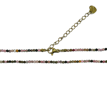 Collier tourmaline multicolore 2-3mm acier inoxydable