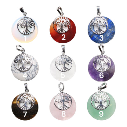 Tree of life pendant silver round form