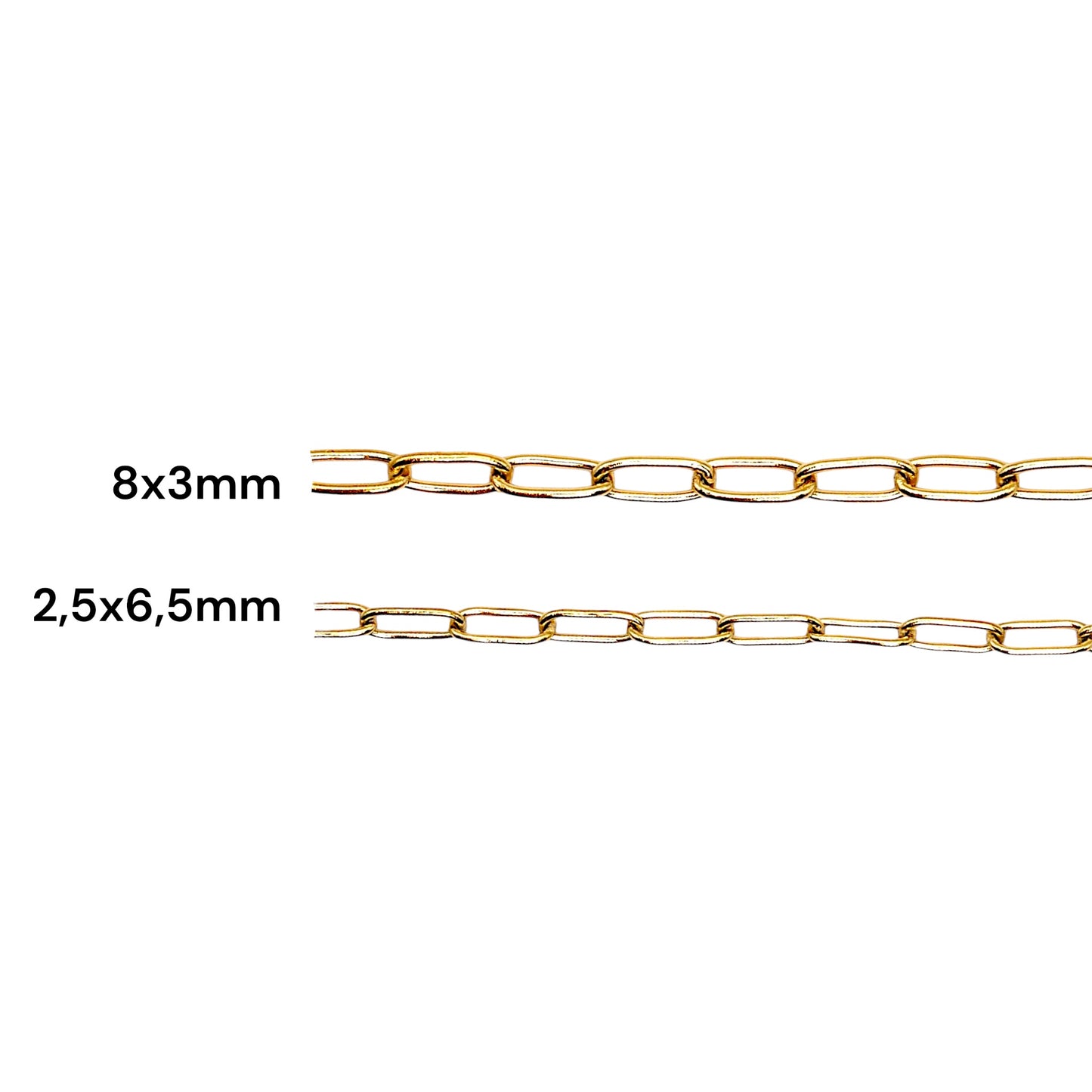 10 chaînes en acier doré inoxydable modèle 16 (2 maillons disponible)