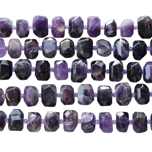 Fil de perle forme libre Améthyste rectangle cube facetté 13x18 mm (référence 141)