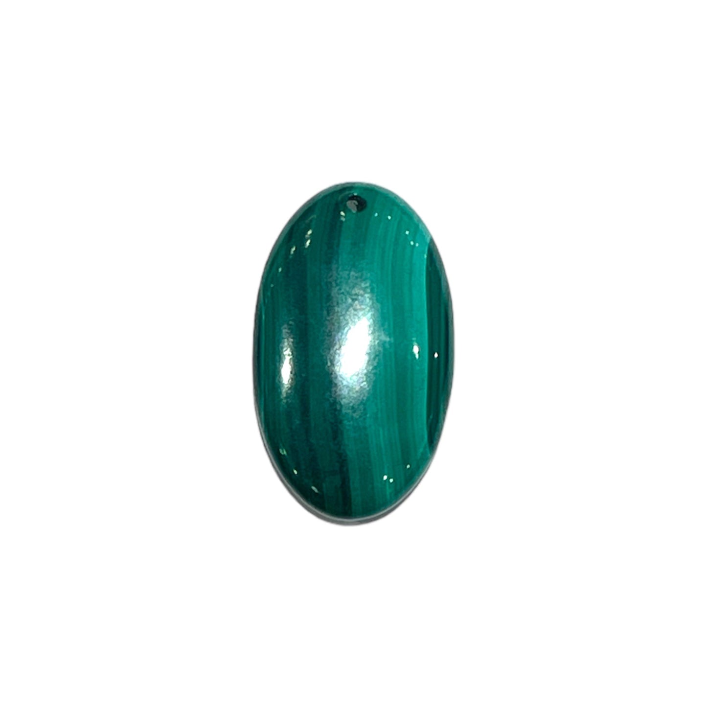 Pendentif plat en Malachite ovale percé devant