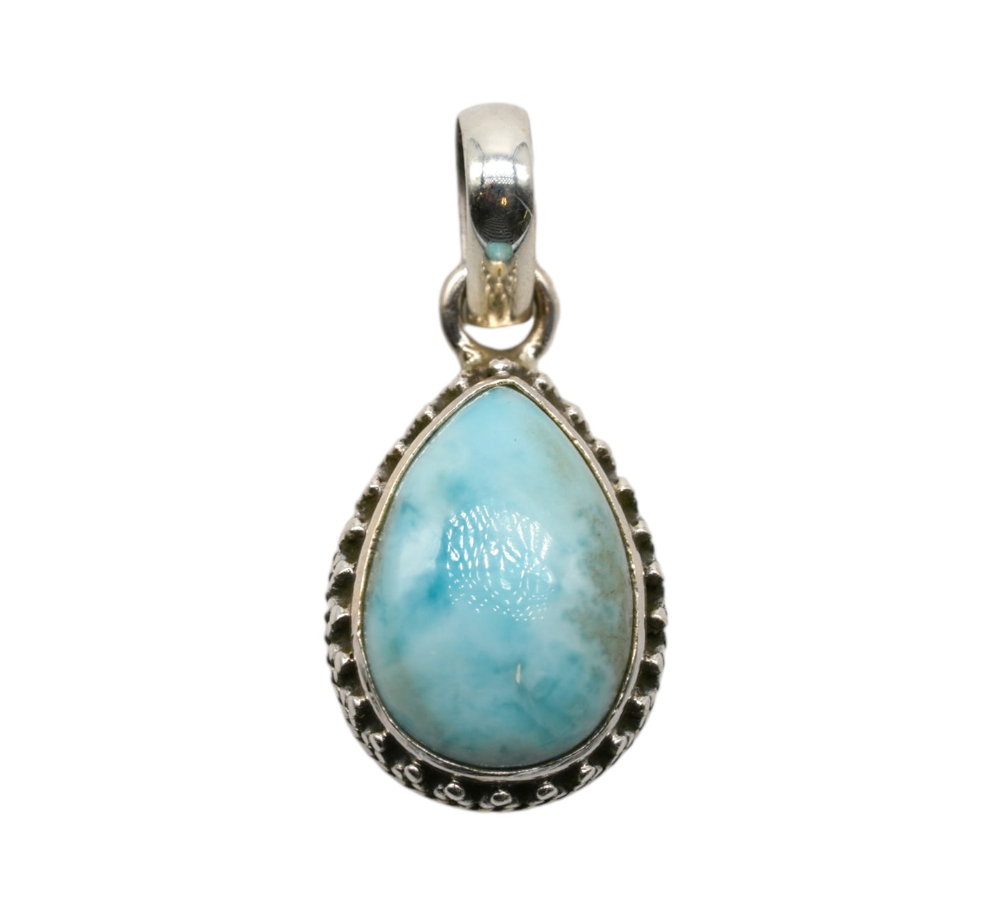 Pendentif Argent 925 & Larimar de République dominicaine