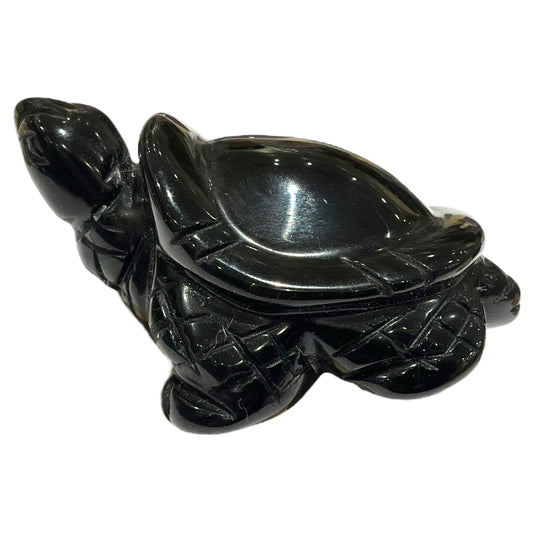 Figurine Tortue en Obsidienne Œil Céleste