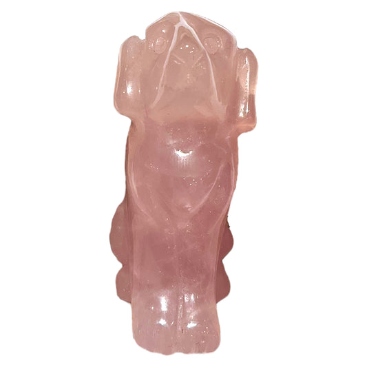 Figurine de Chien en Quartz Rose