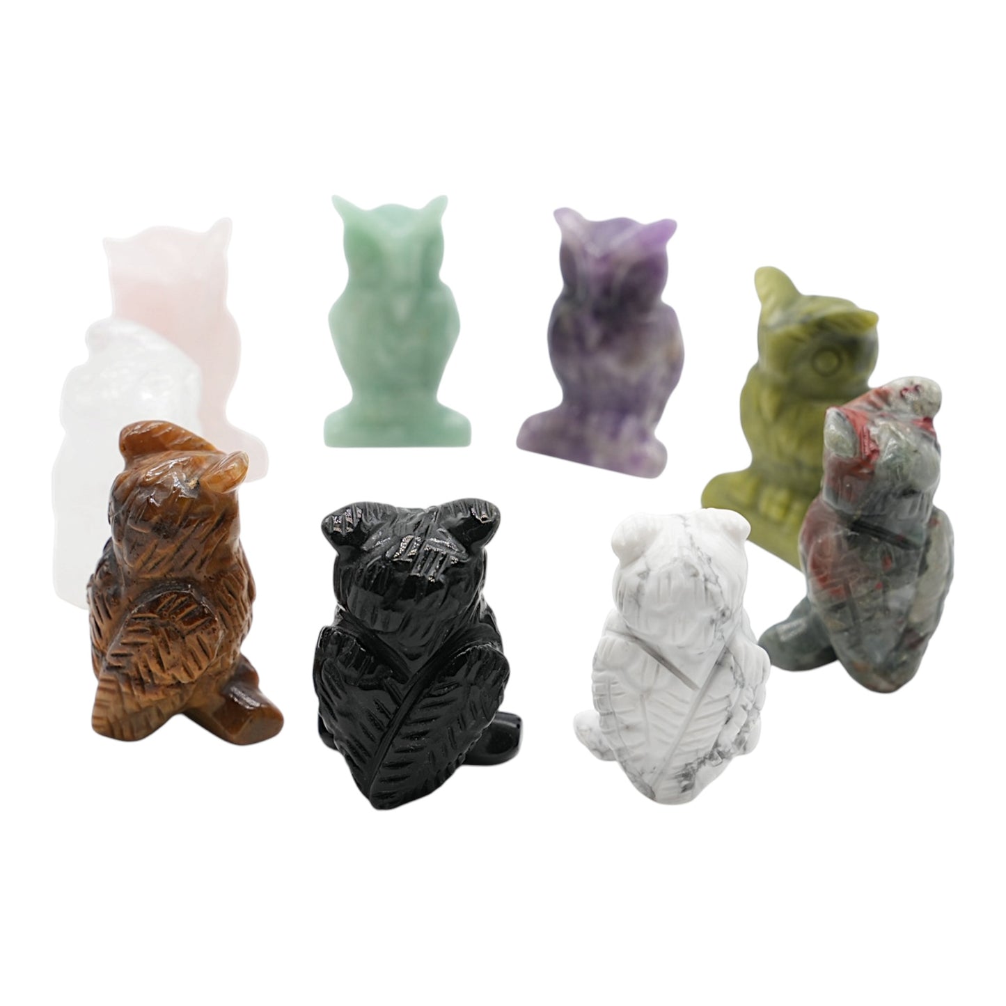 Lot de 3 Figurines de Hibou AA — 4.5x3.5 cm (9 pierres disponible)